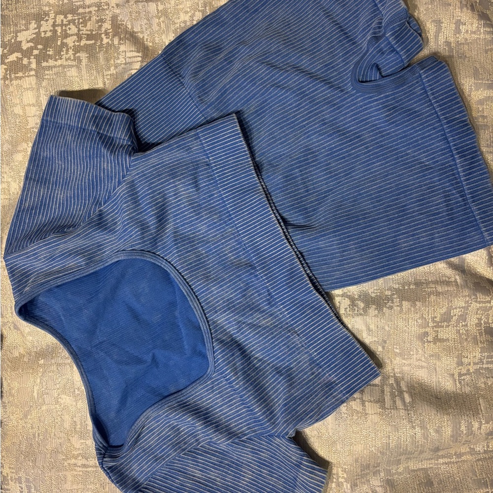 Blue Ribbed Activewear Set